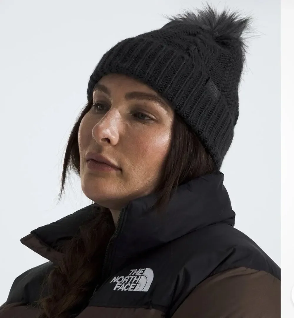 The North Face Women's Oh Mega Fur Pom Beanie | Deep Fit One Size, Tnf Black